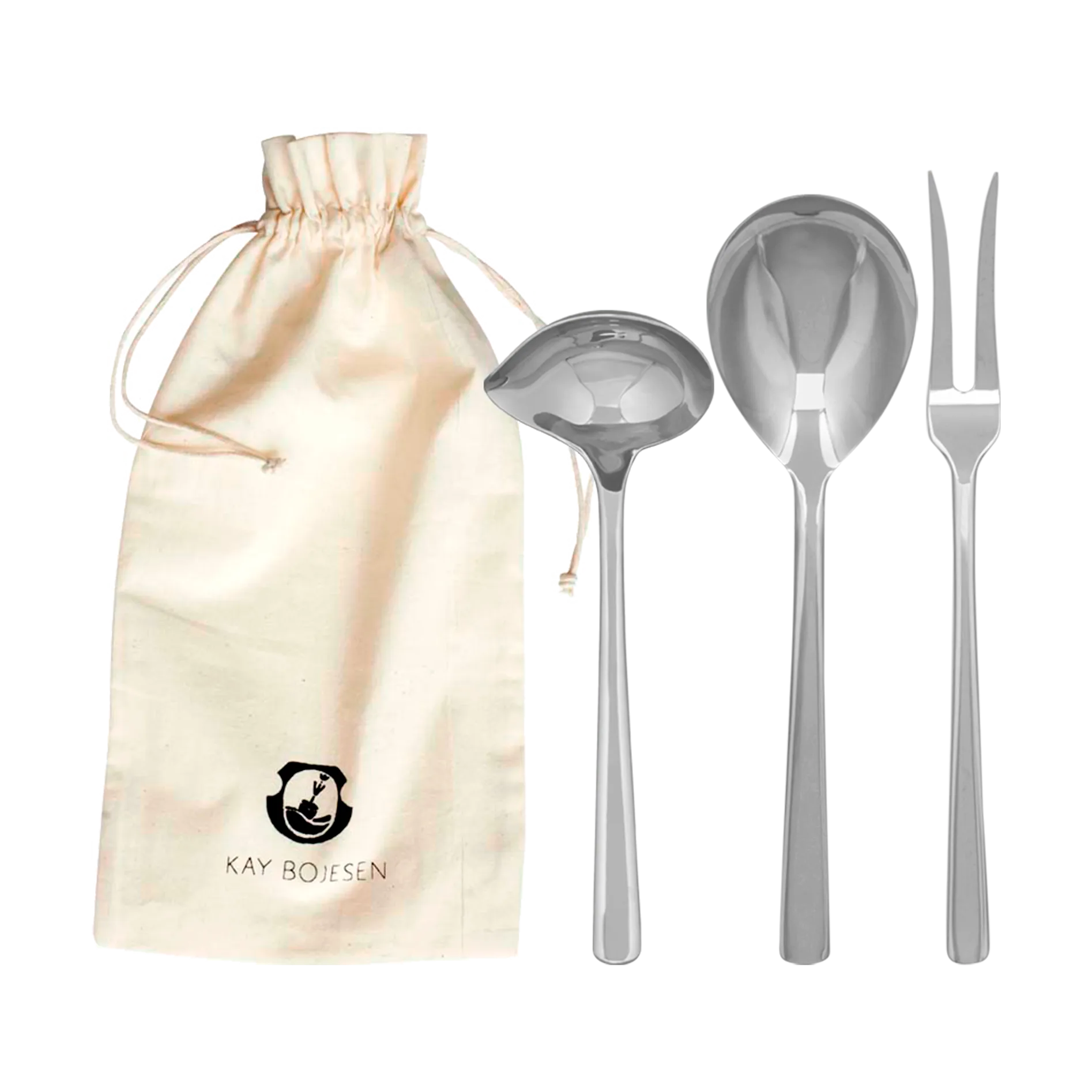 Zestaw do serwowania Grand Prix 3 części, Polished steel Kay Bojesen