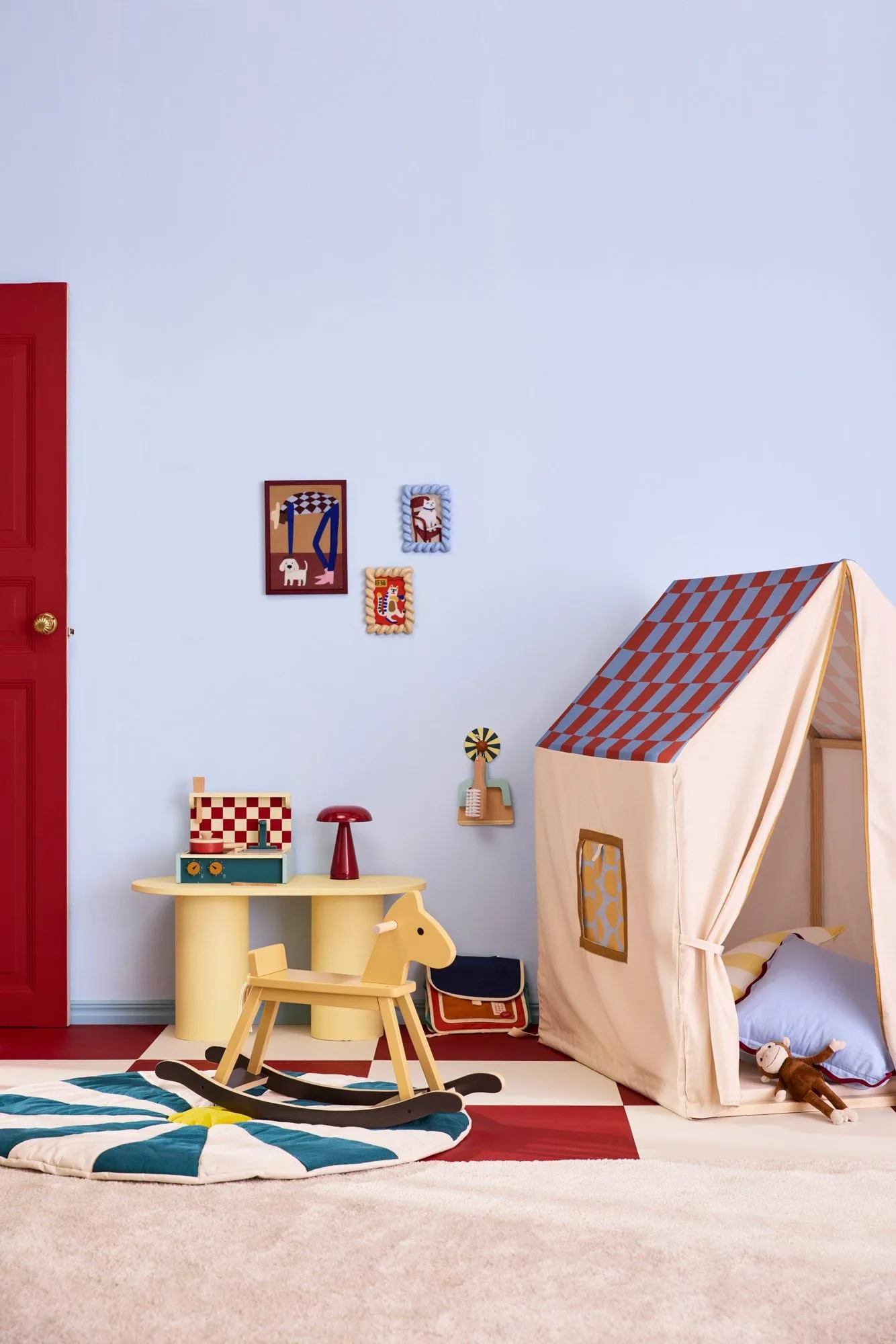 Namiot domek dla dzieci, 110x80x124 cm, Gołębia niebieska kratka Kid's Concept