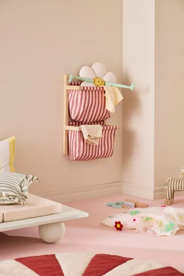 Półka wisząca z kieszeniami w paski - Brązowy róż, 40x19x60 cm - Kid's Concept