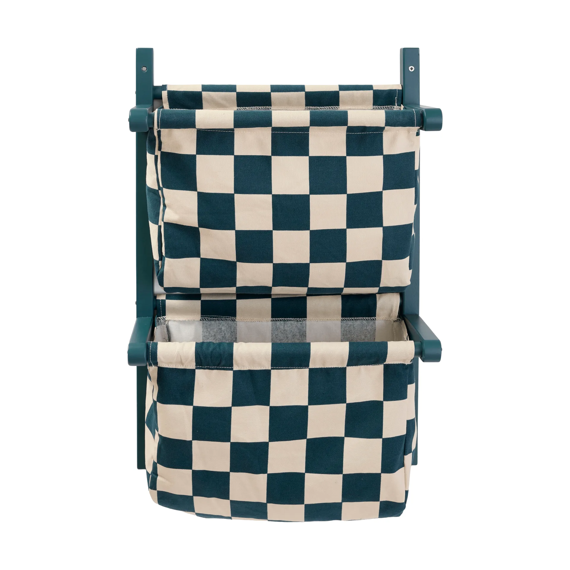 Półka z materiałowymi kieszeniami w kratkę, Turkusowy, 40×19×60 cm Kid's Concept