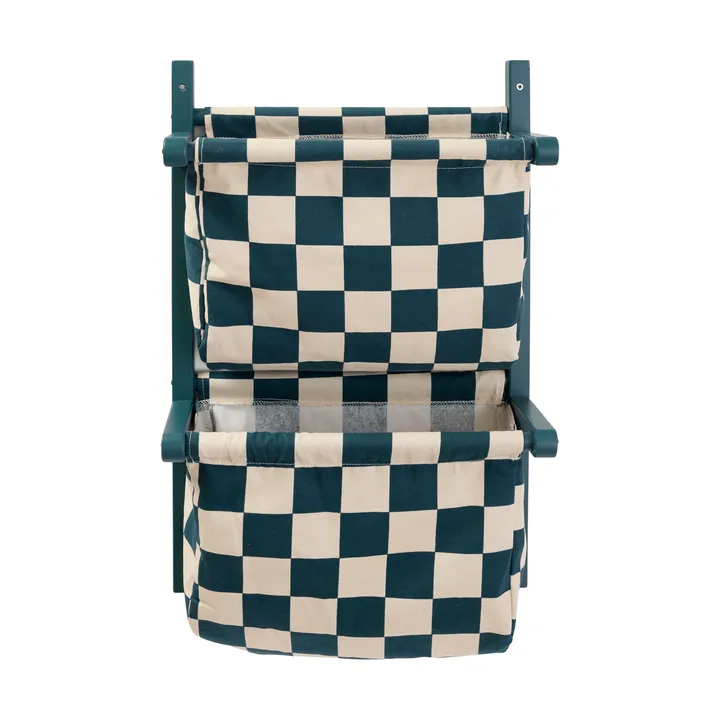 Półka z materiałowymi kieszeniami w kratkę - Turkusowy, 40×19×60 cm - Kid's Concept