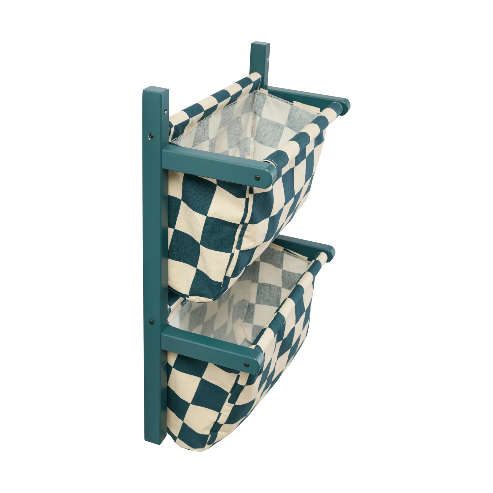 Półka z materiałowymi kieszeniami w kratkę, Turkusowy, 40×19×60 cm Kid's Concept