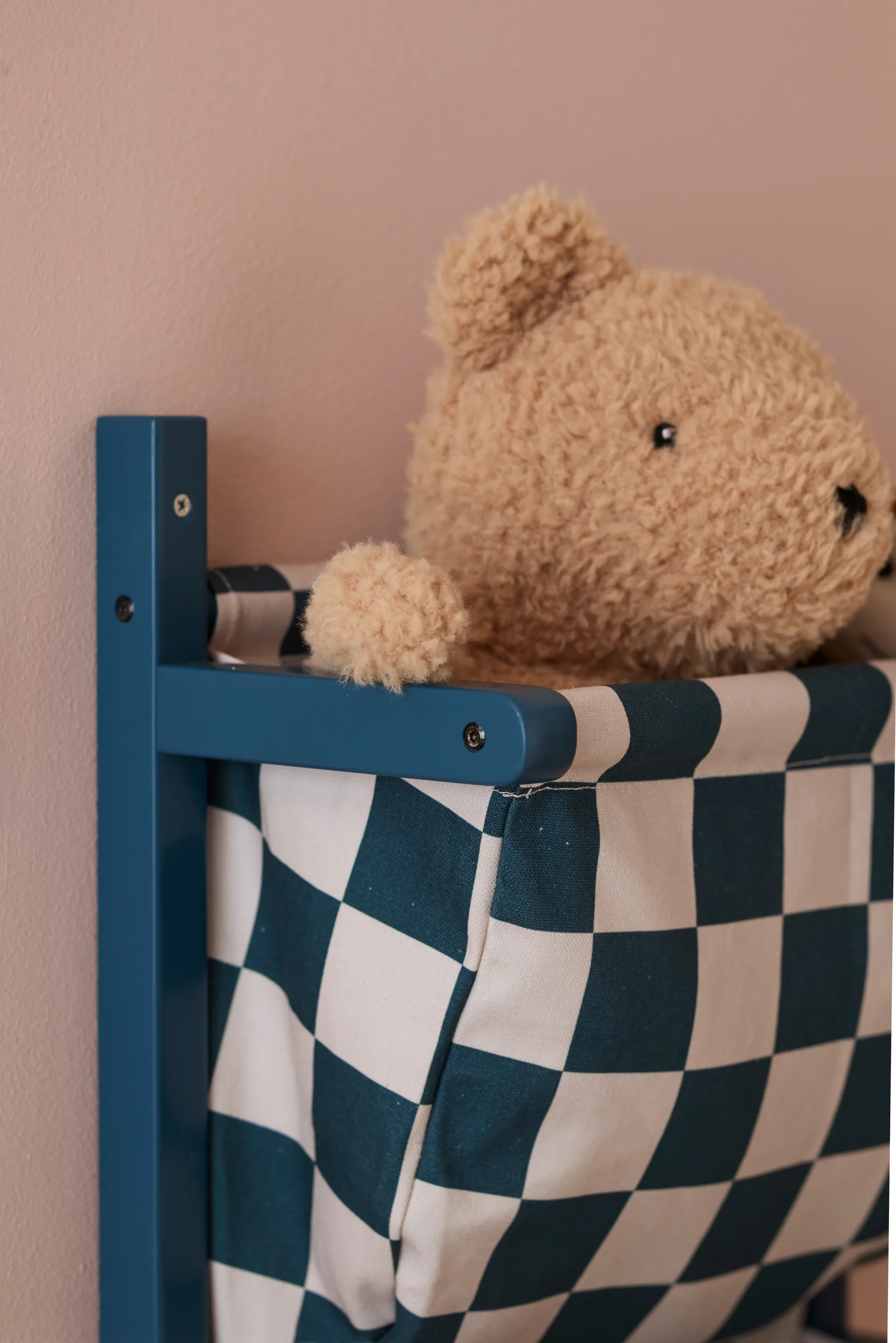 Półka z materiałowymi kieszeniami w kratkę, Turkusowy, 40×19×60 cm Kid's Concept