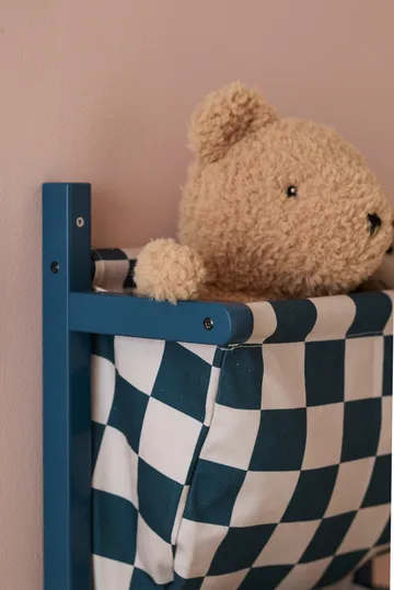 Półka z materiałowymi kieszeniami w kratkę - Turkusowy, 40×19×60 cm - Kid's Concept