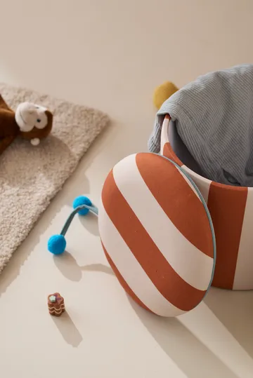 Pufa cylindryczna ze schowkiem - Brązowy, Ø40×30,5 cm - Kid's Concept