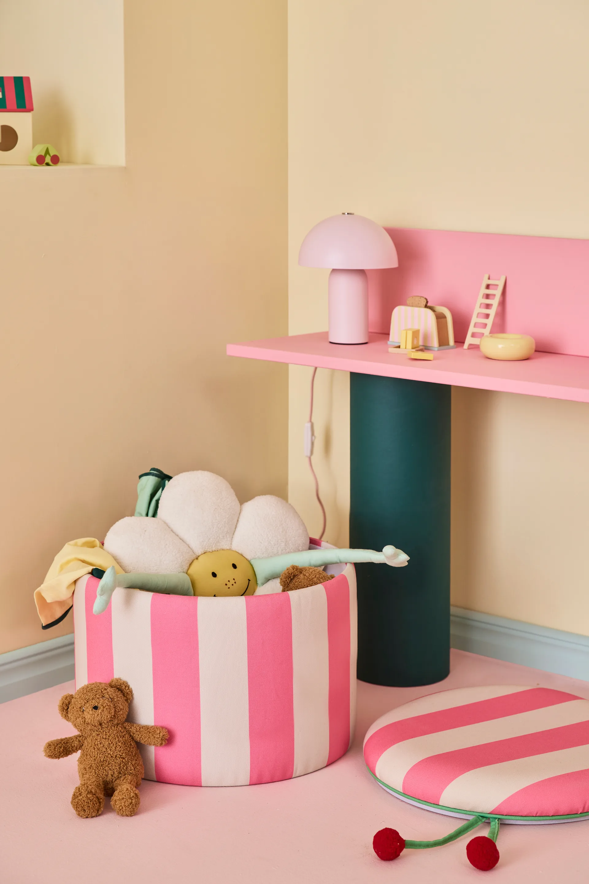 Pufa cylindryczna ze schowkiem, Różowy, Ø40×30,5 cm Kid's Concept