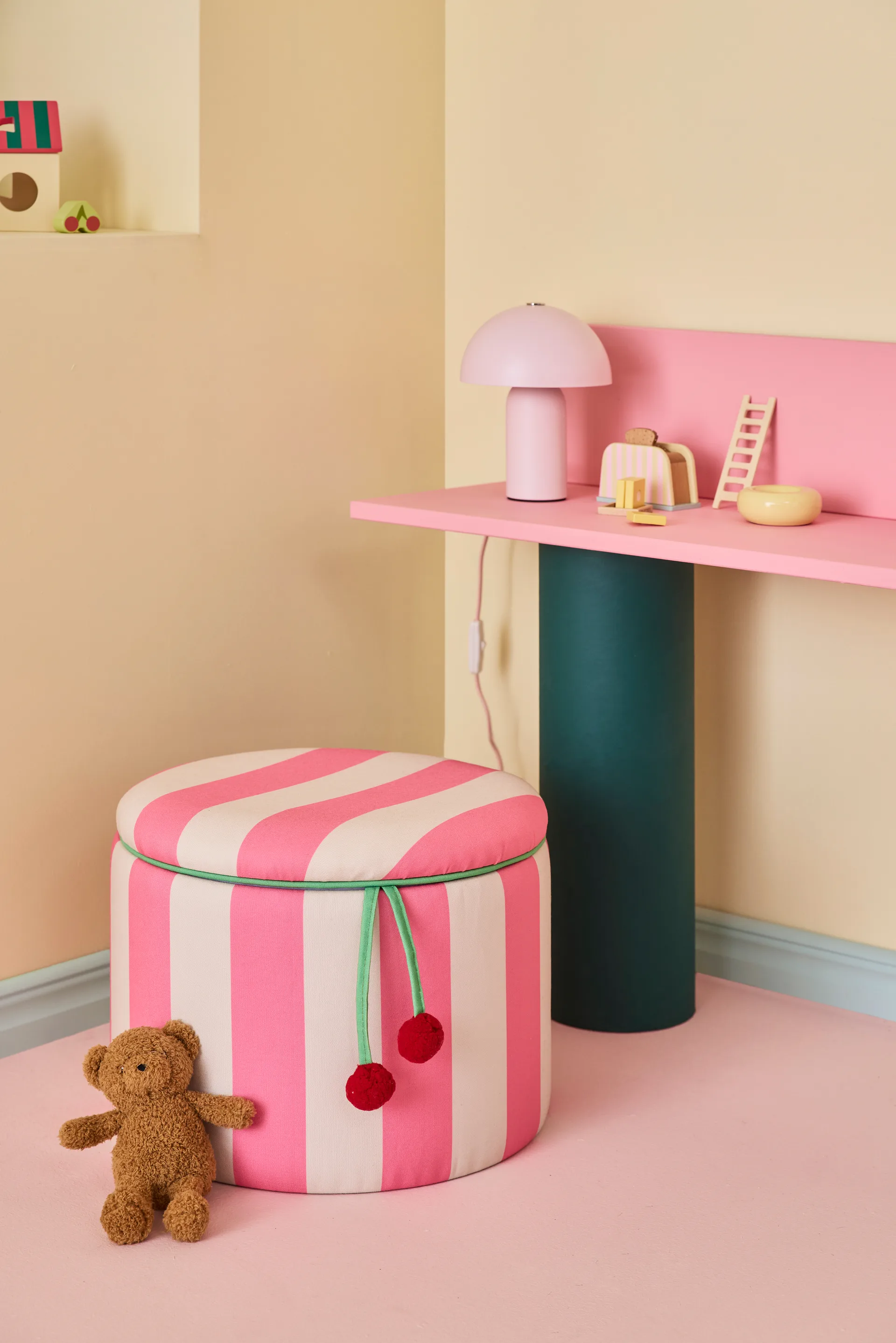 Pufa cylindryczna ze schowkiem, Różowy, Ø40×30,5 cm Kid's Concept
