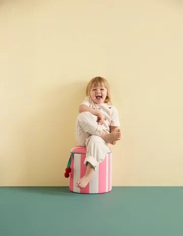 Pufa cylindryczna ze schowkiem - Różowy, Ø40×30,5 cm - Kid's Concept