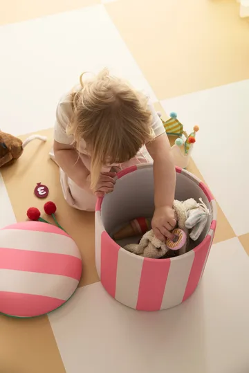 Pufa cylindryczna ze schowkiem - Różowy, Ø40×30,5 cm - Kid's Concept