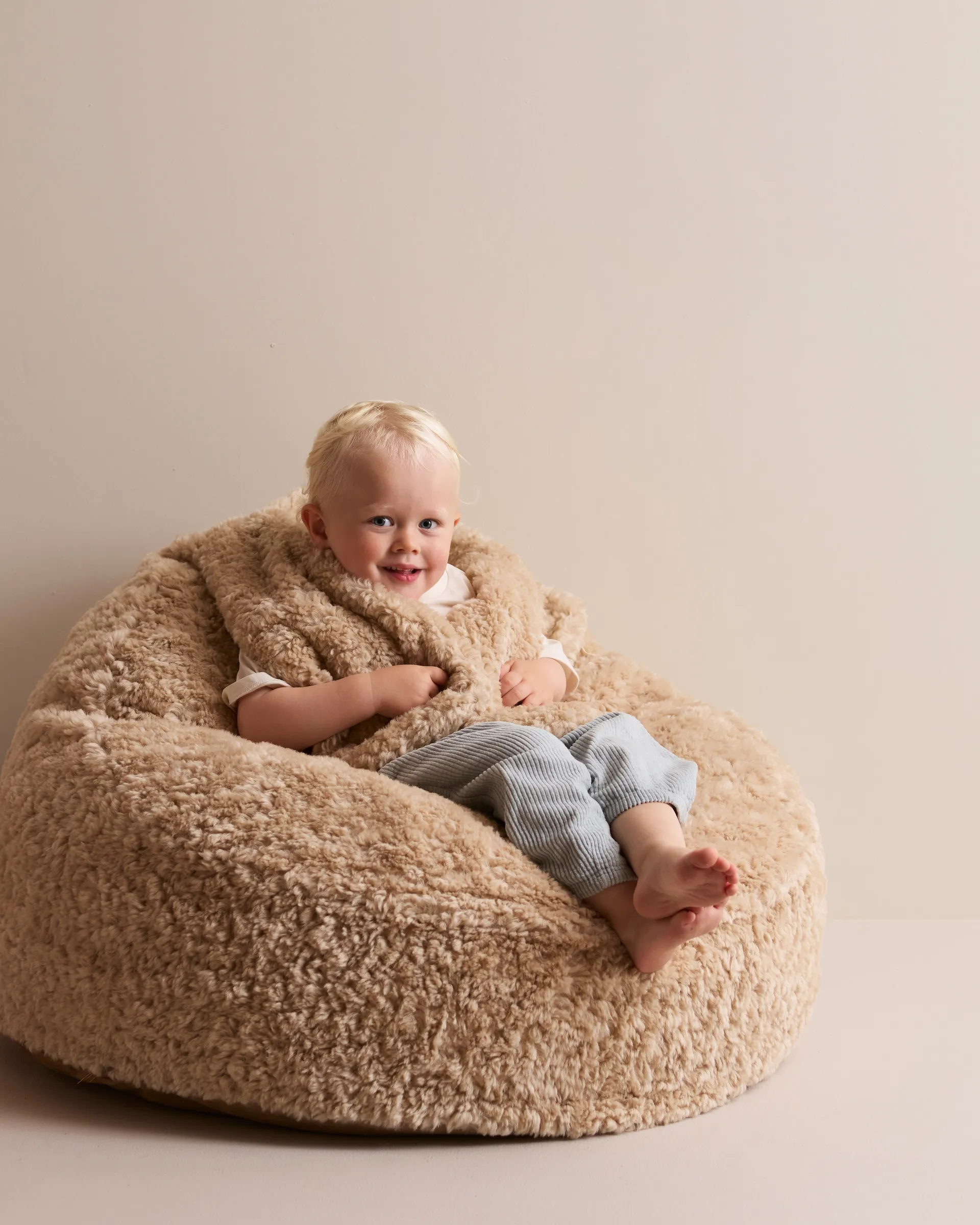 Pufa Snuggle, Beżowy, Ø80×50 cm Kid's Concept