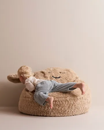 Pufa Snuggle - Beżowy, Ø80×50 cm - Kid's Concept