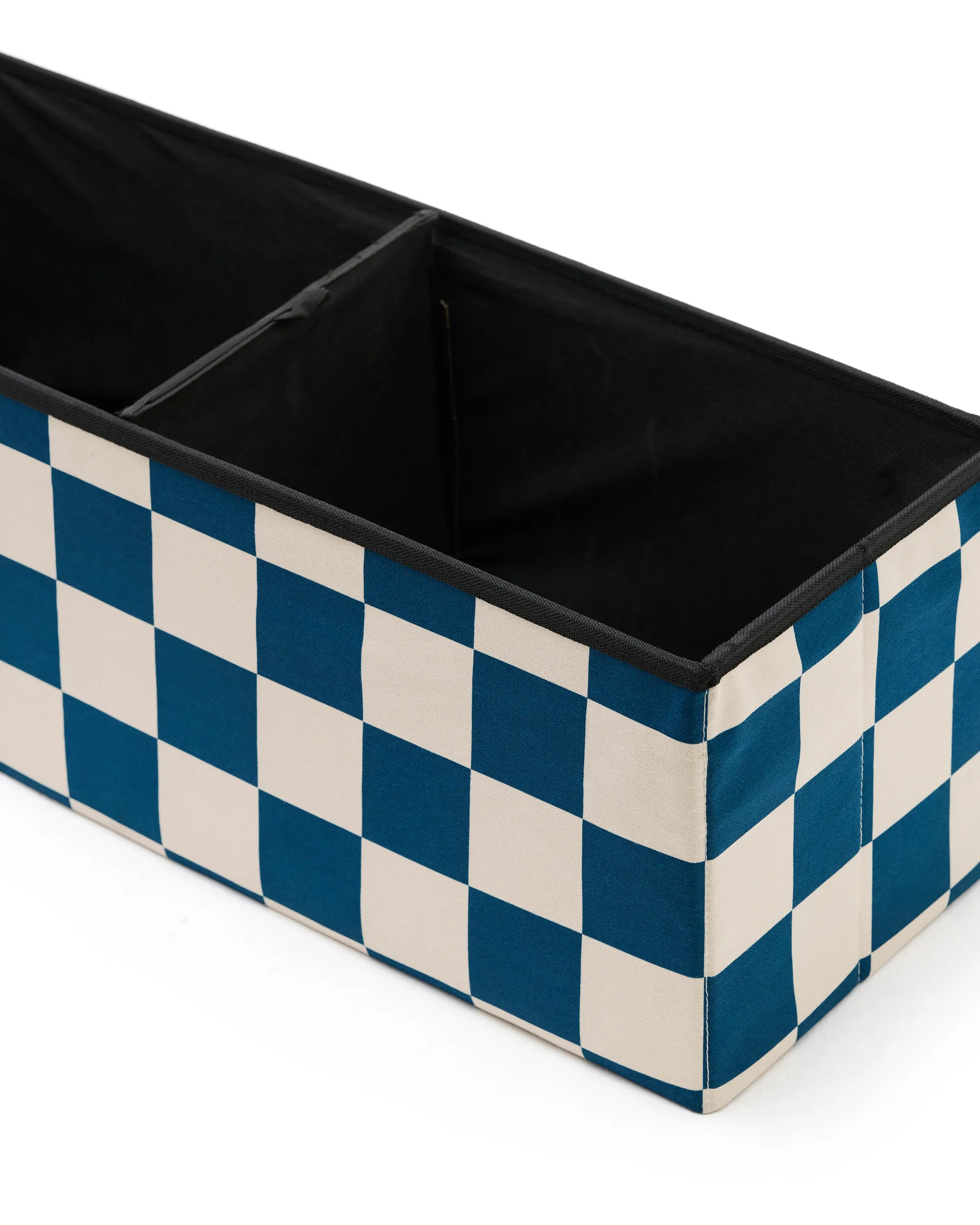 Pufa ze schowkiem w kratkę, Turkusowy, 80×30×30 cm Kid's Concept