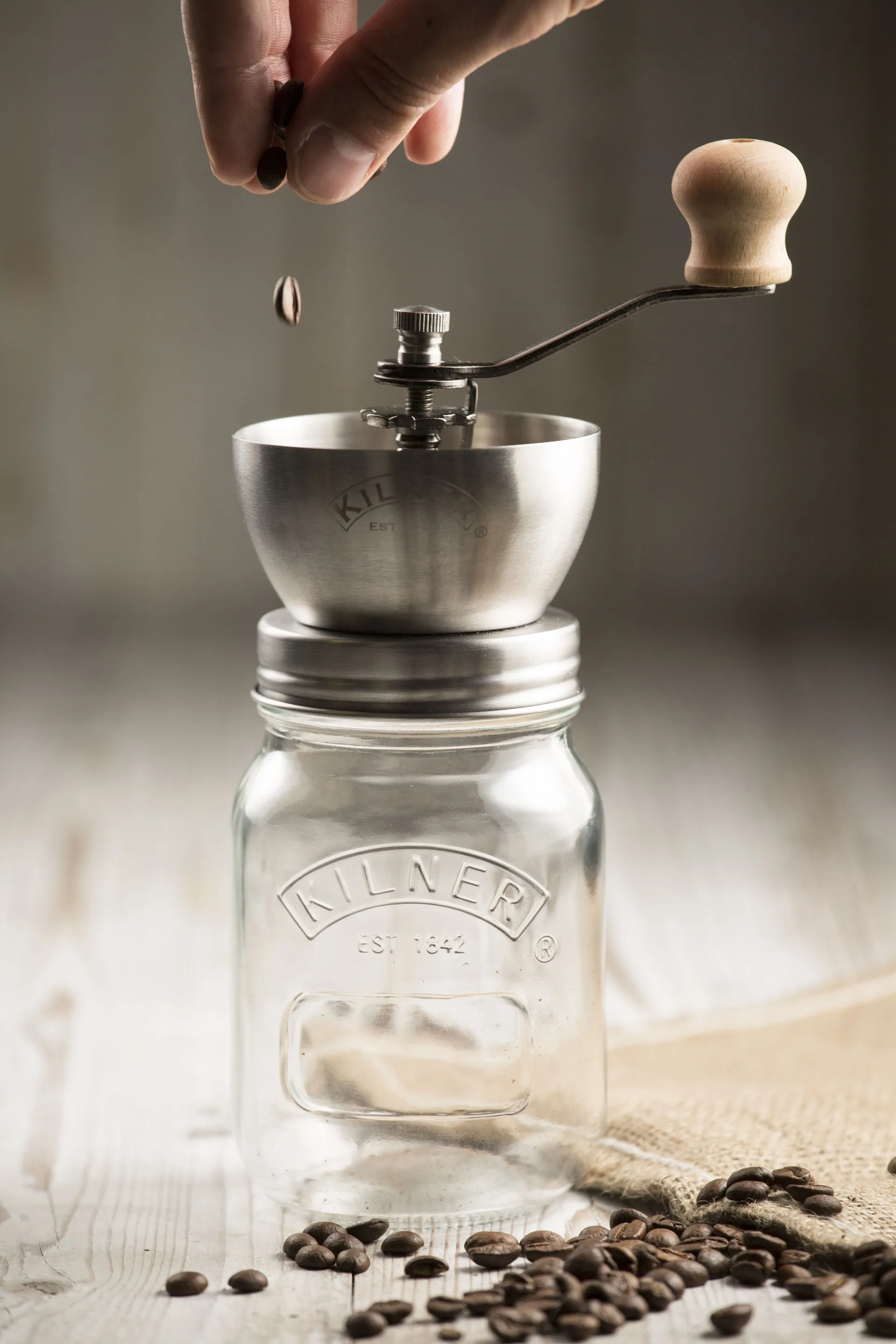 Młynek do kawy Kilner, Przezroczysty-stal nierdzewna, 0,5 L Kilner
