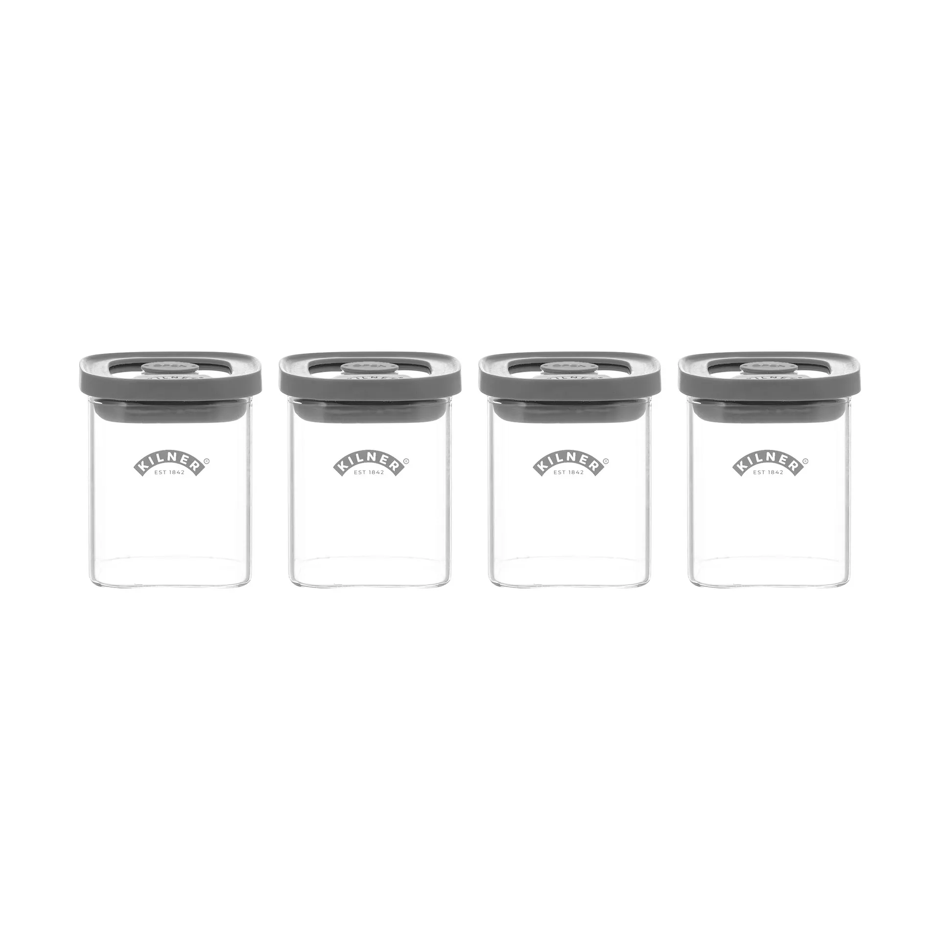 Słoiki na przyprawy Kilner FRESH, Przezroczysty-szary, 4‑szt., 160 ml Kilner