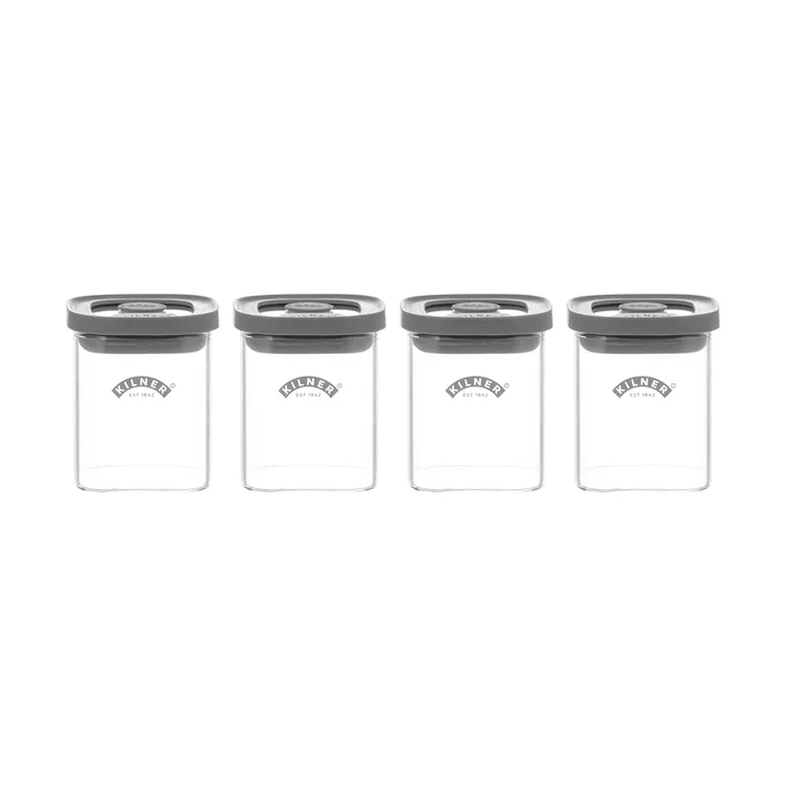 Słoiki na przyprawy Kilner FRESH - Przezroczysty-szary, 4‑szt., 160 ml - Kilner