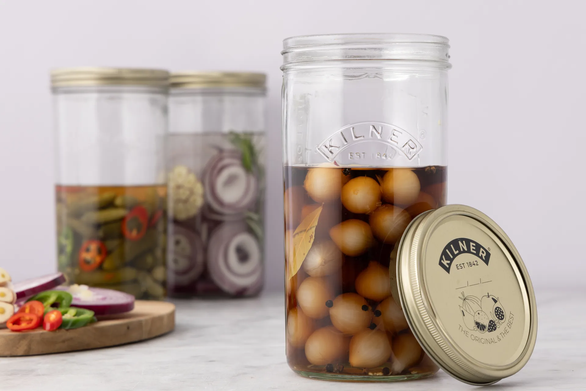 Szeroki słoik Kilner WIDE, Przezroczysty-złoty, 1 l Kilner
