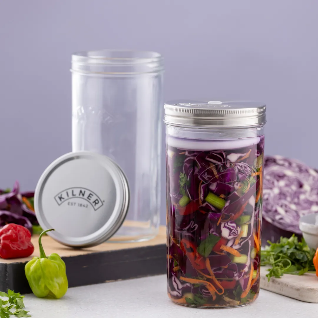 Zestaw do fermentacji Kilner, Przezroczysty-stal nierdzewna, 1 L Kilner