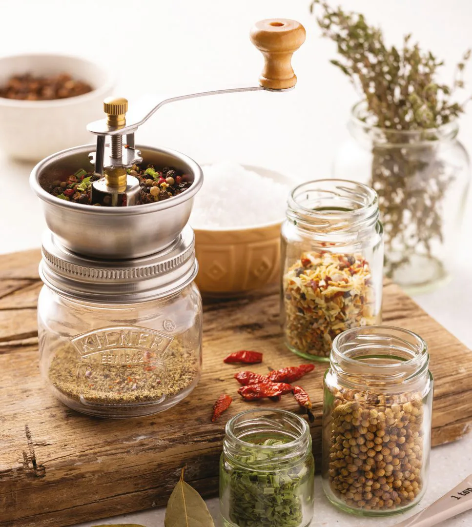 Zestaw słoików do przechowywania Kilner Mash & Store, Przezroczysty-stal nierdzewna-drewno, 0,5 L Kilner