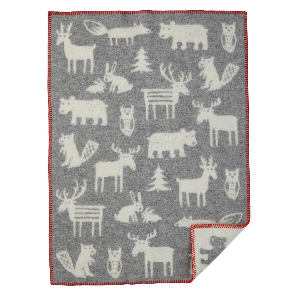 Klippan Yllefabrik Kocyk dziecięcy Forest Szary | Skandynawski Design | Koce dla dzieci | Szary