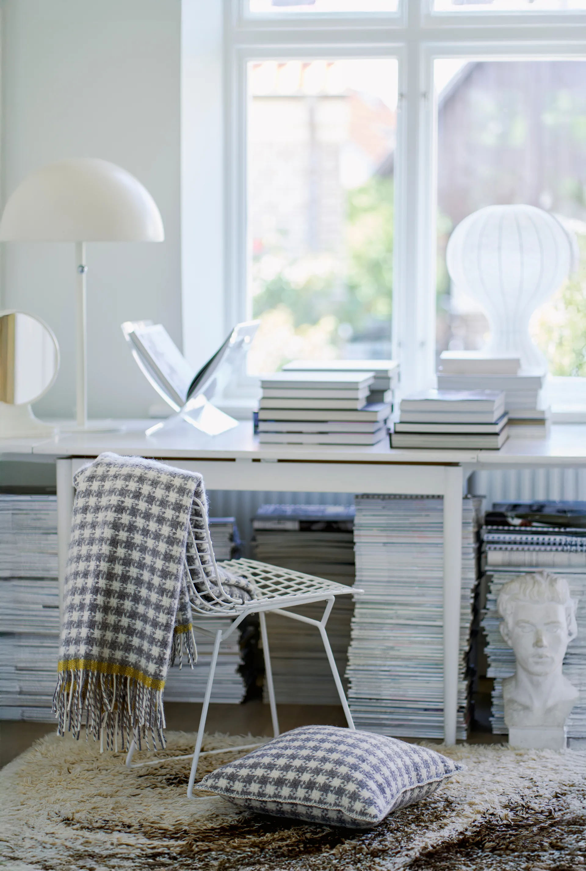 Pled wełniany Dogtooth 130x200 cm, Szaro-żółty Klippan Yllefabrik