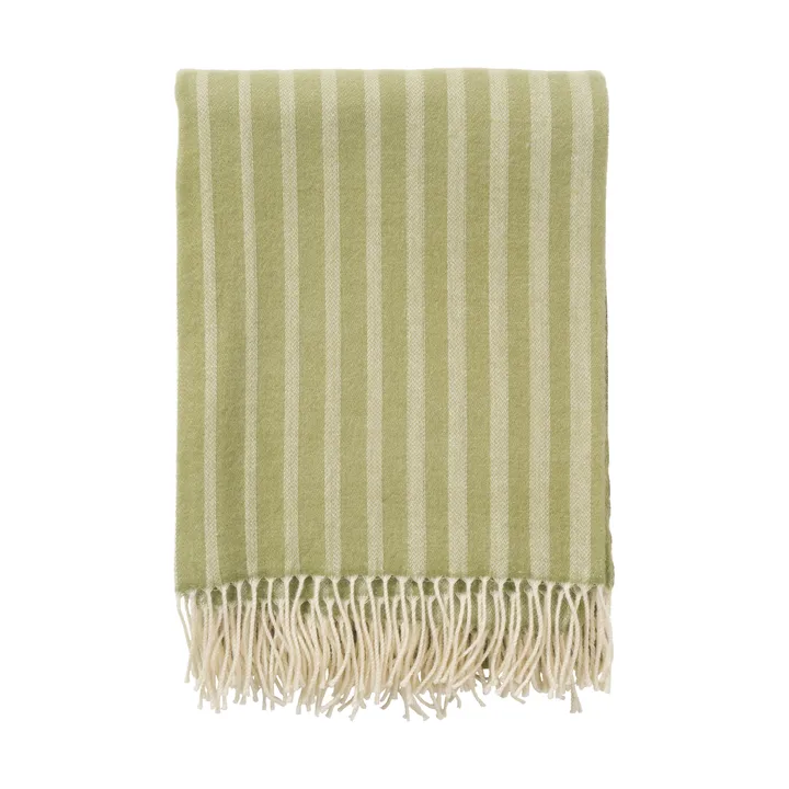 Pled wełniany Irregular stripes - Olive, 130x200 cm - Klippan Yllefabrik