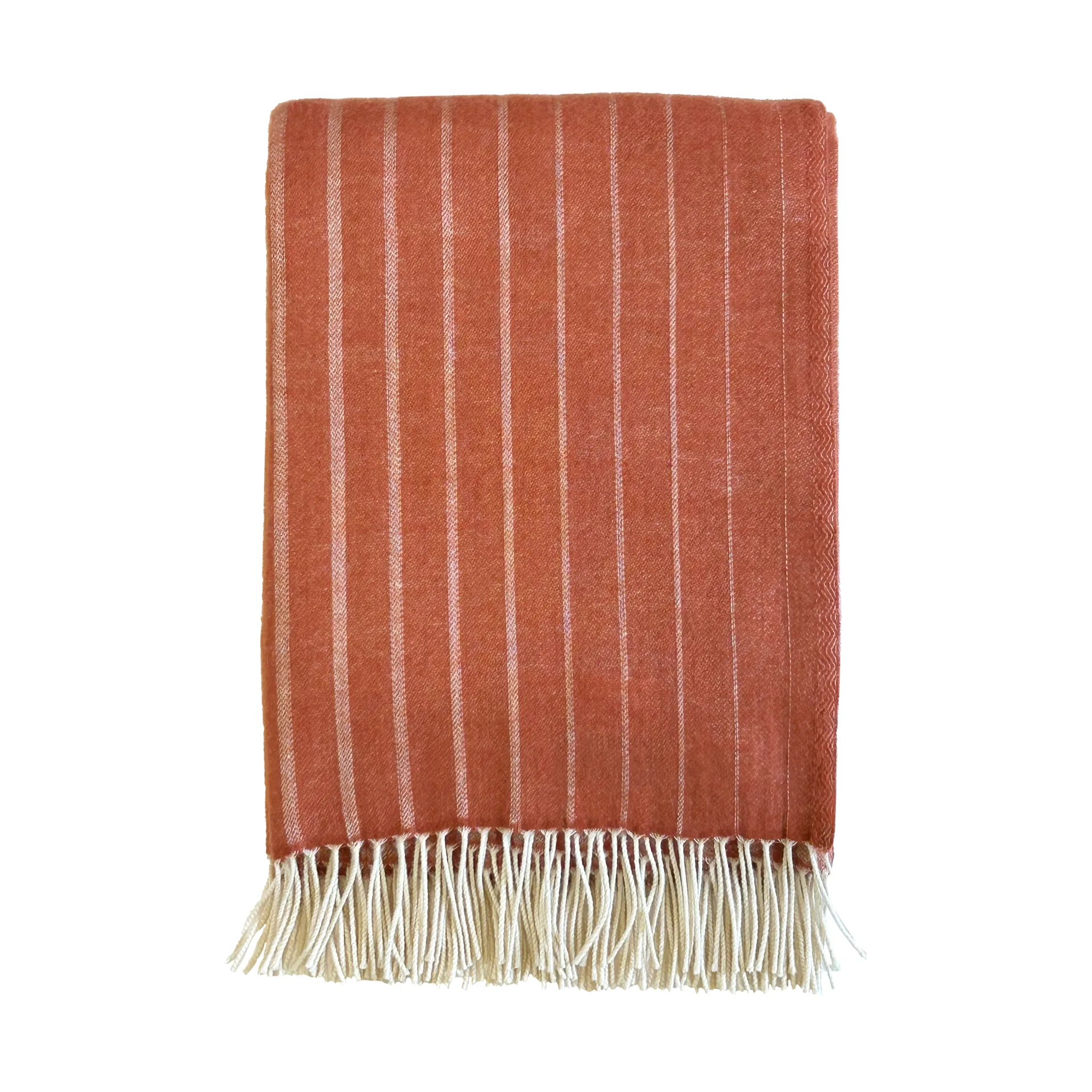 Pled wełniany Irregular stripes, Rust, 130x200 cm Klippan Yllefabrik