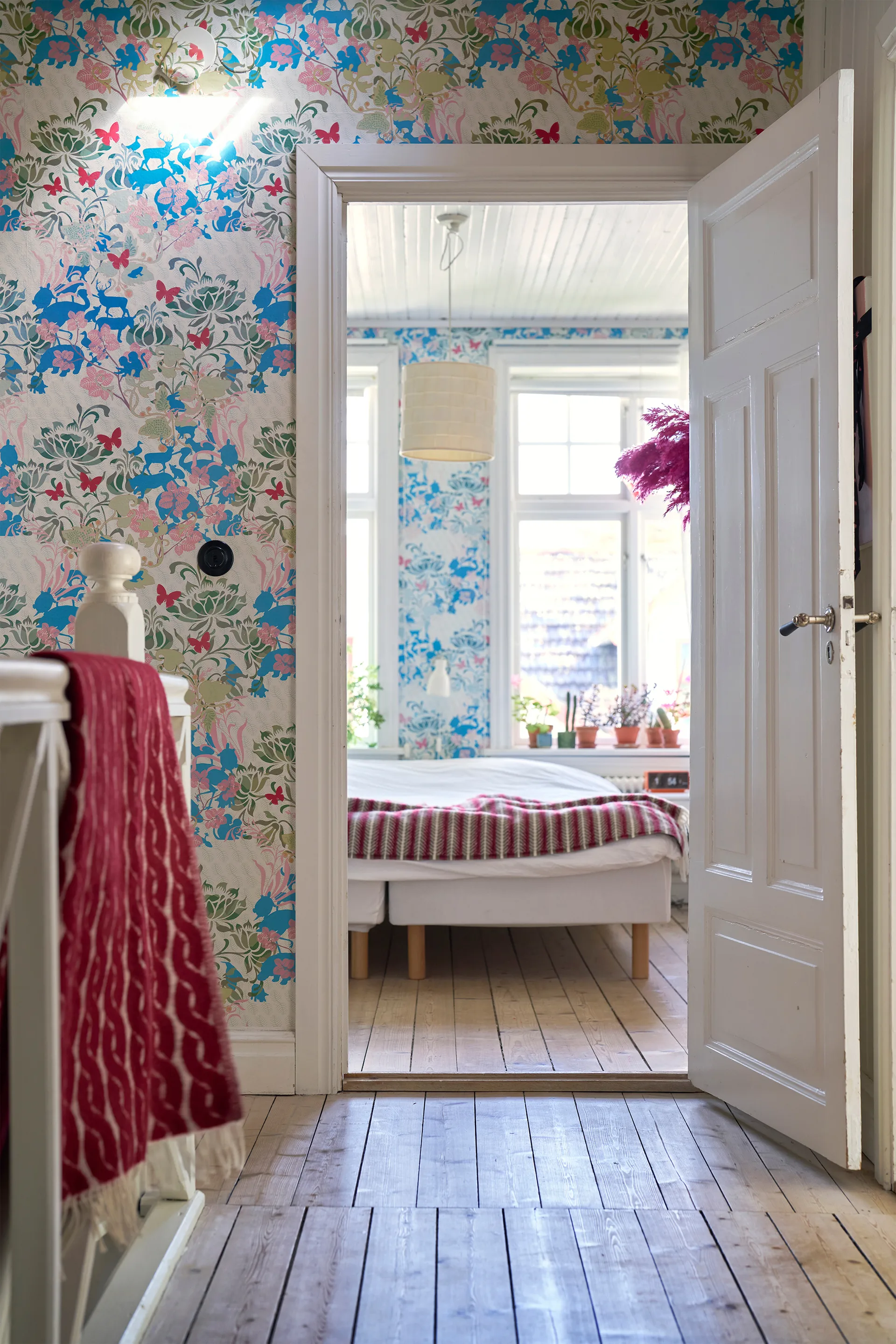 Pled wełniany Oscar 130x200 cm, Multi burgundowy Klippan Yllefabrik