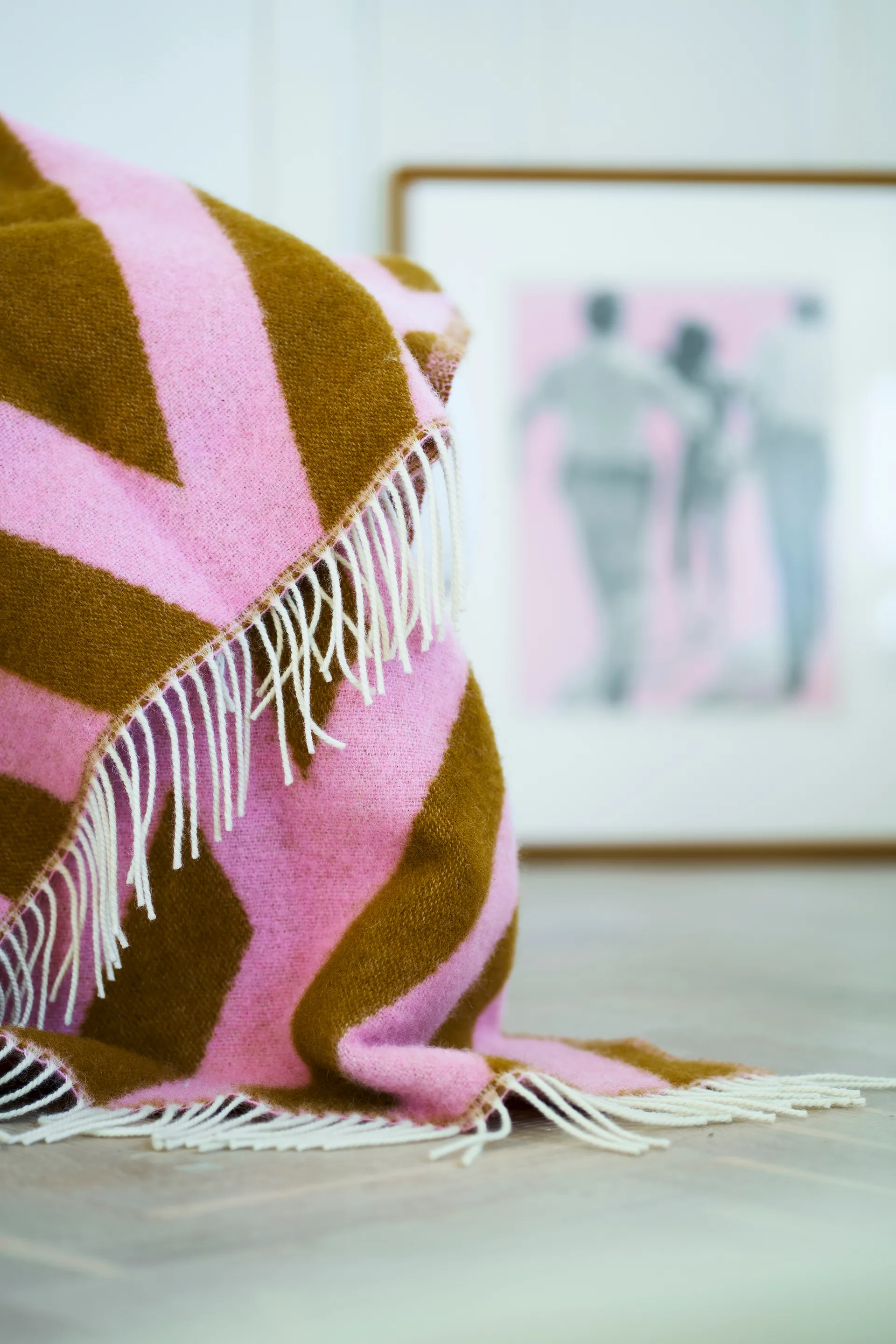 Pled wełniany Tangent 130x200 cm, Pink-carmel Klippan Yllefabrik