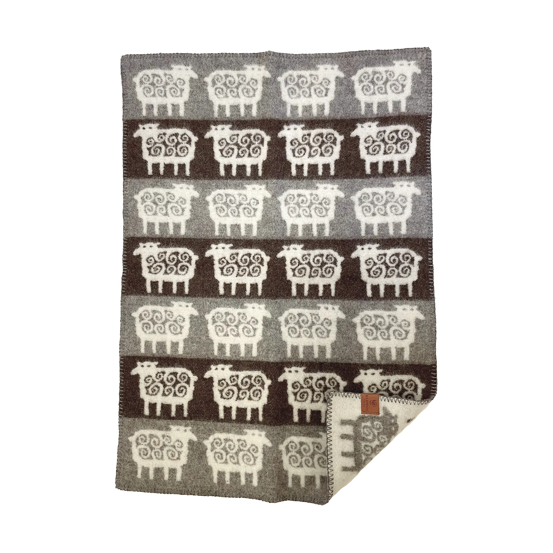 Sheep stripe baby koc 65x90 cm, Brun-szary Klippan Yllefabrik