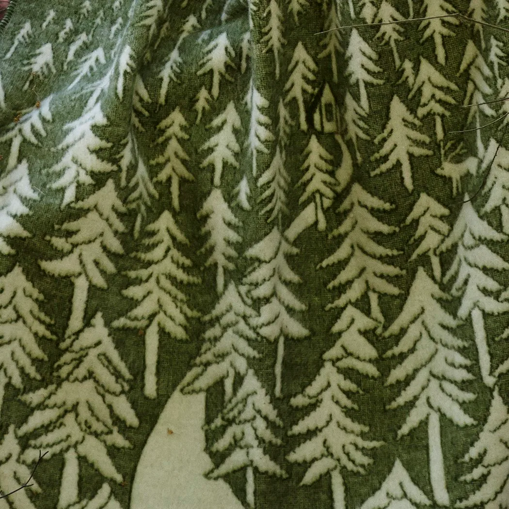 Wełniany koc House in the Forest, Zielony Klippan Yllefabrik