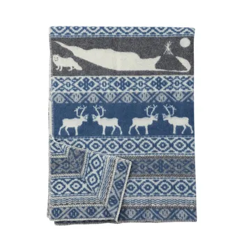 Wełniany koc Sarek - niebiesko-szary - Klippan Yllefabrik