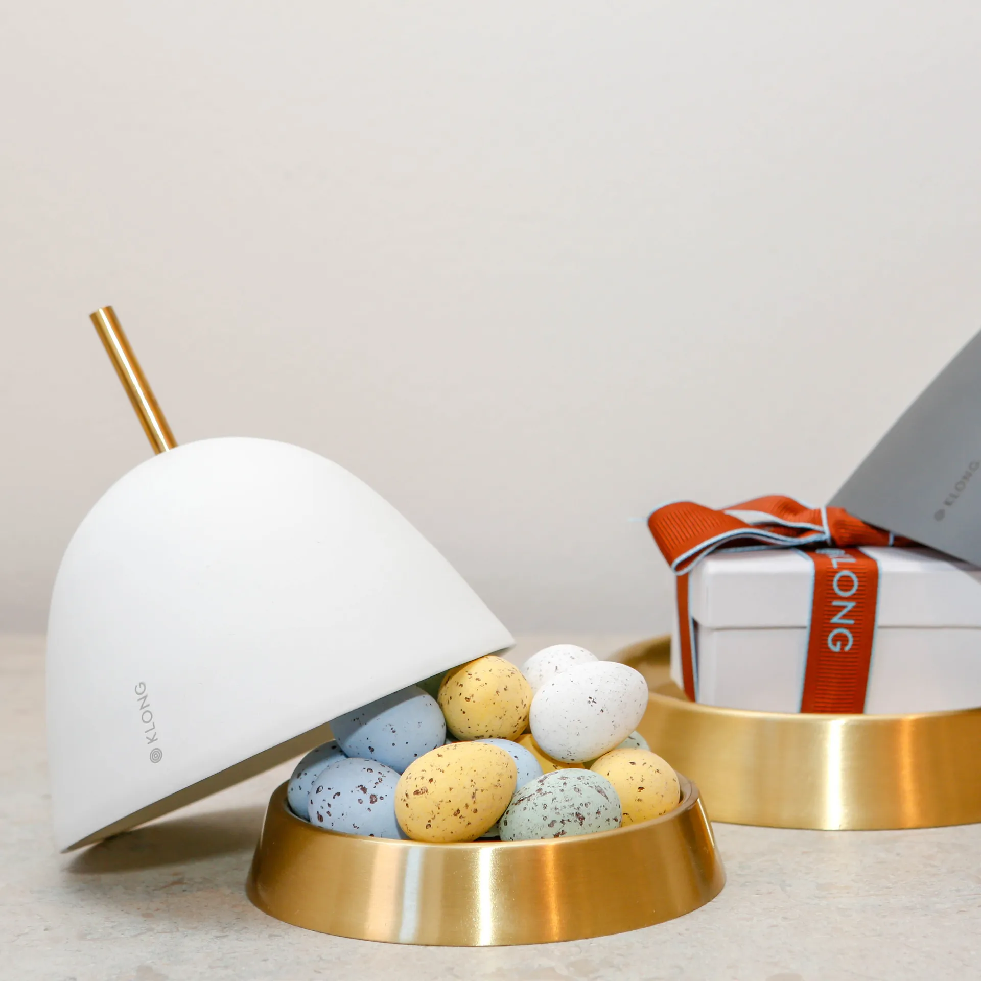 Schowek Gömma mały 12 cm, Biały mosiądz KLONG