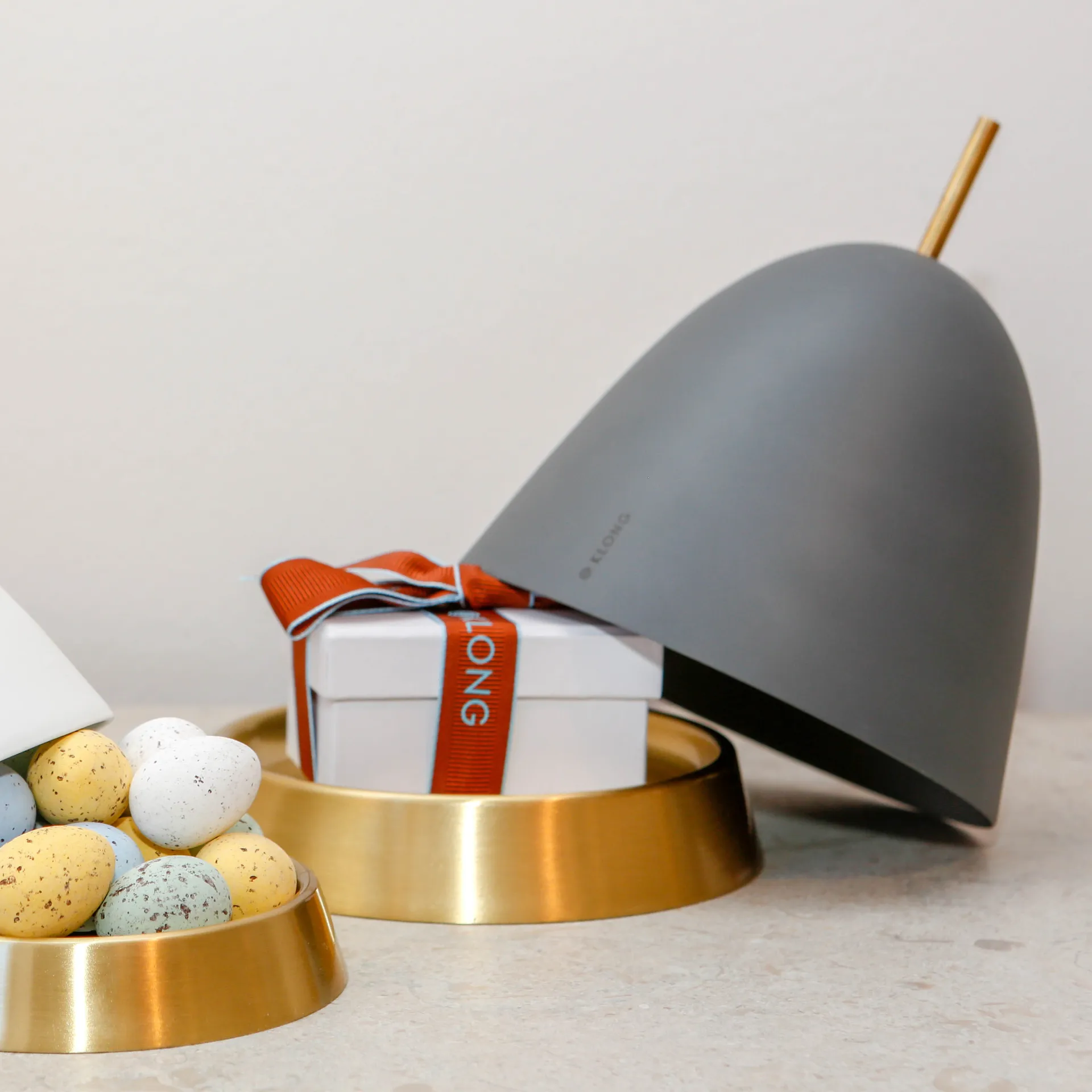 Schowek Gömma średni 16,5 cm, Szary-mosiężny KLONG