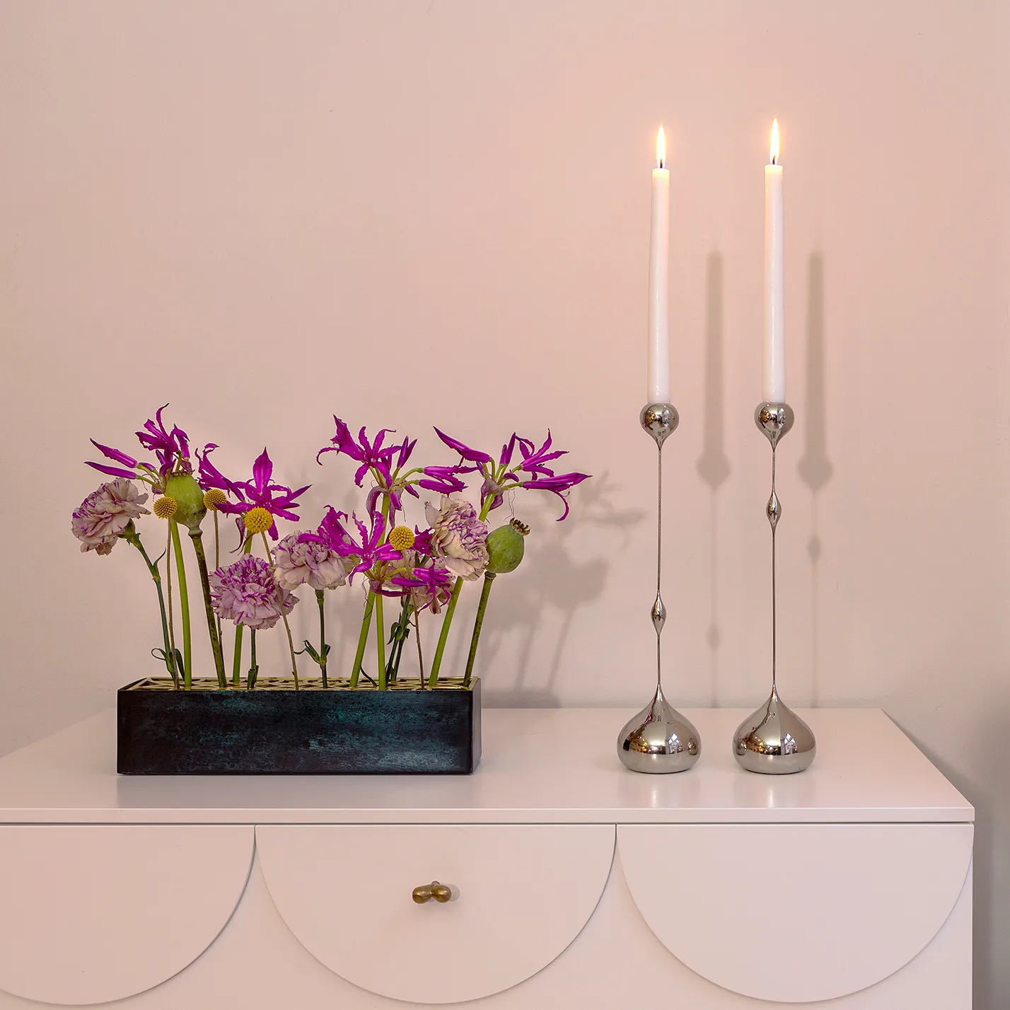 Świecznik Tender wysoki, Nikiel KLONG