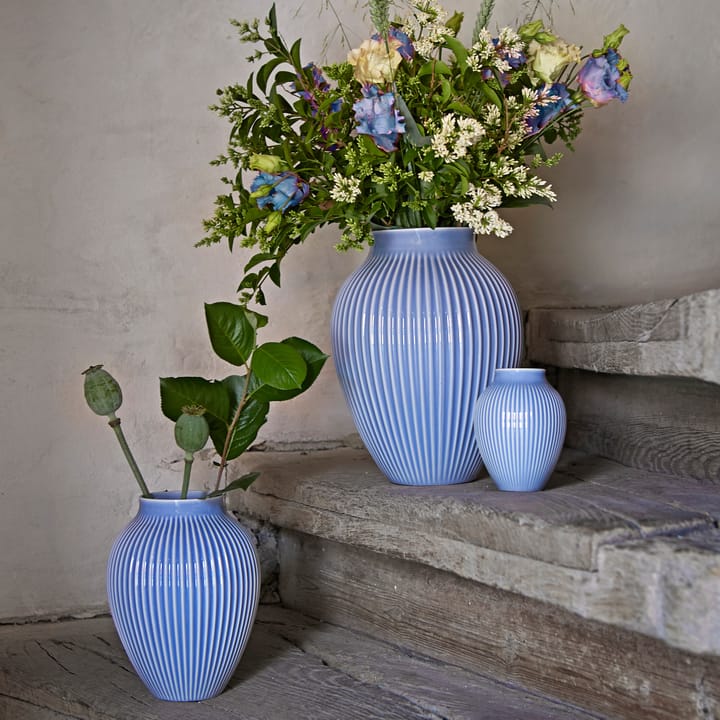 Knabstrup wazon żebrowany 12,5 cm - Lawendowy błękit - Knabstrup Keramik