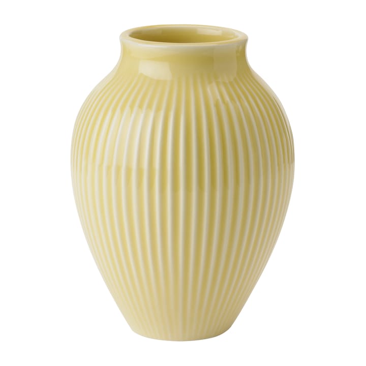 Knabstrup wazon żebrowany 12,5 cm - Żółty - Knabstrup Keramik