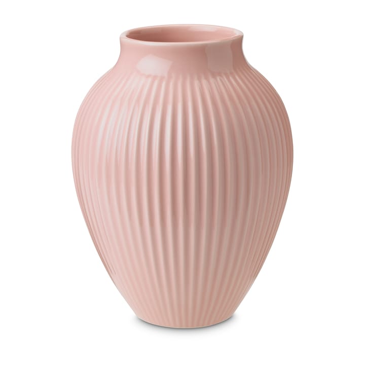 Knabstrup wazon żebrowany 20 cm - Różowy - Knabstrup Keramik