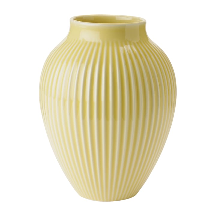 Knabstrup wazon żebrowany 20 cm - Żółty - Knabstrup Keramik