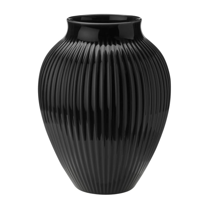 Knabstrup wazon żebrowany 27 cm - Czarny - Knabstrup Keramik