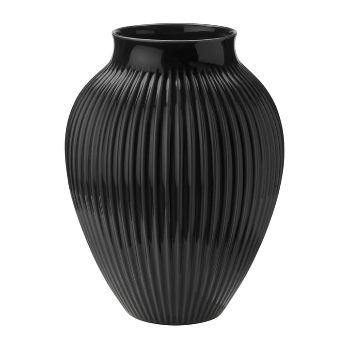 Knabstrup wazon żebrowany 35 cm - Czarny - Knabstrup Keramik