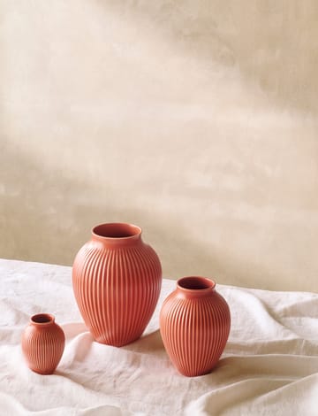 Wazon ryflowany Knabstrup 20 cm - Coral - Knabstrup Keramik