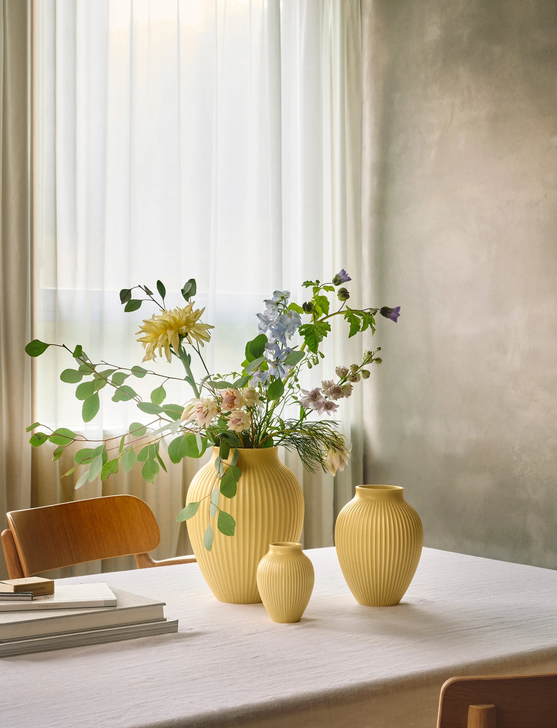 Wazon ryflowany Knabstrup 20 cm, Yellow Knabstrup Keramik