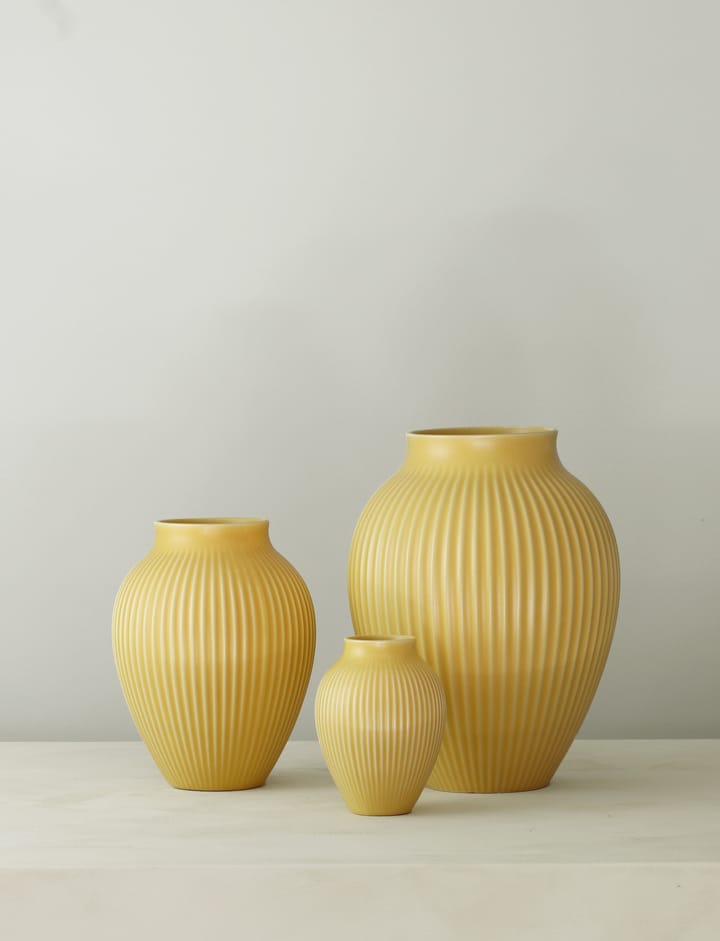 Wazon ryflowany Knabstrup 20 cm, Yellow Knabstrup Keramik