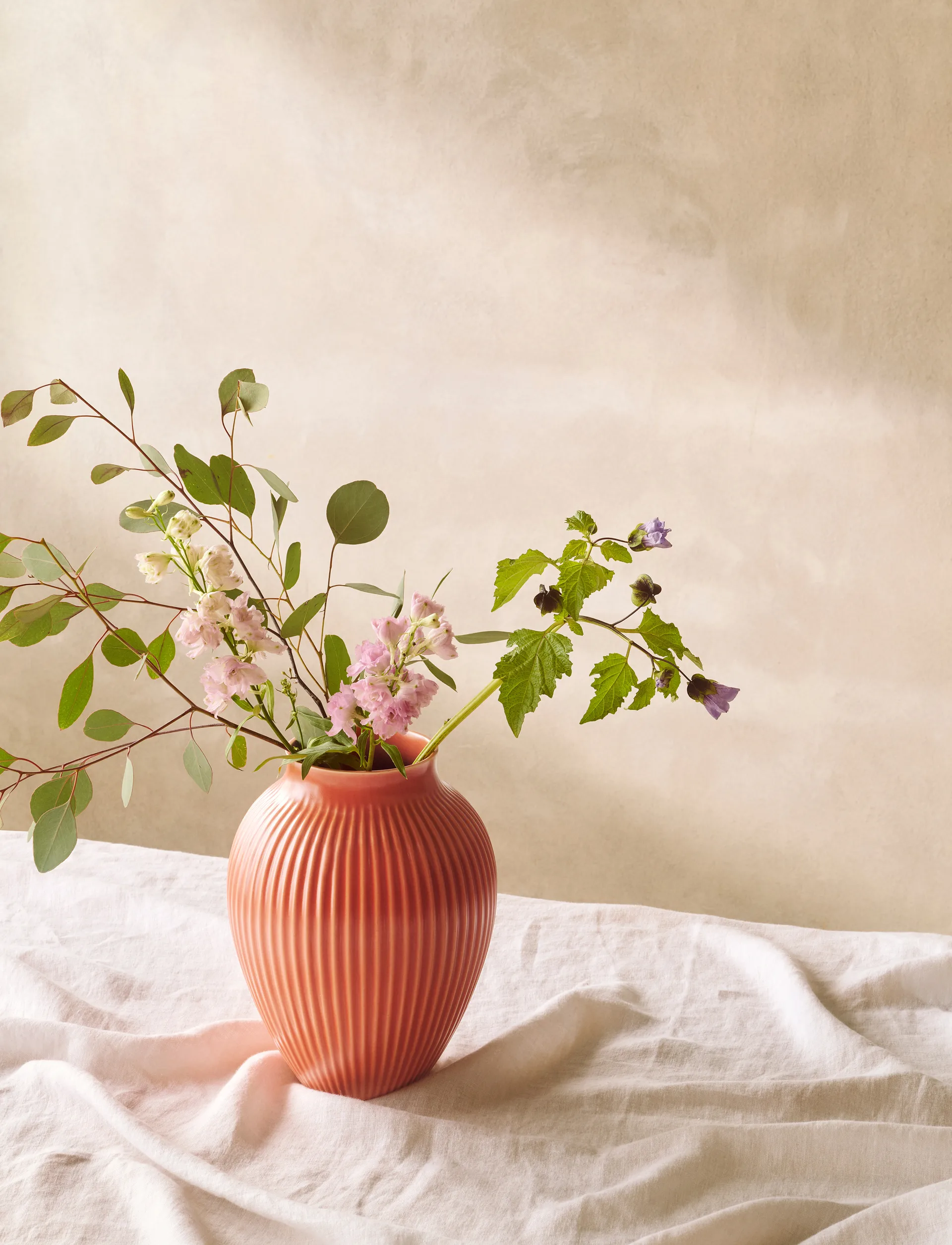 Wazon ryflowany Knabstrup 27 cm, Coral Knabstrup Keramik