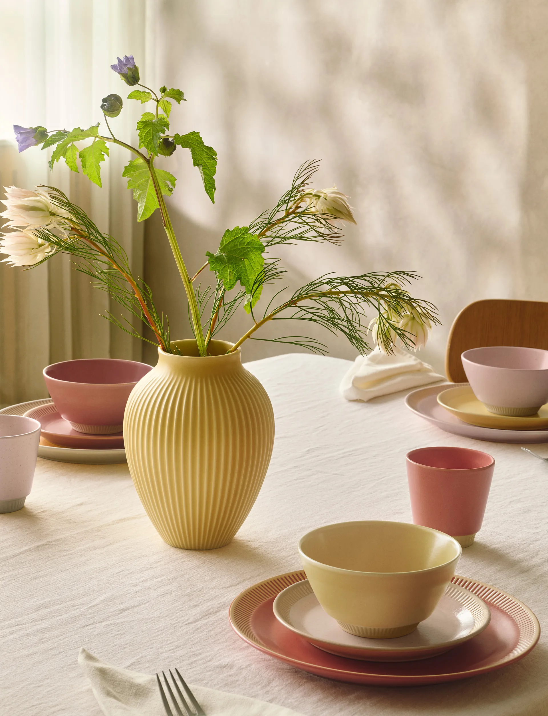 Wazon ryflowany Knabstrup 27 cm, Yellow Knabstrup Keramik