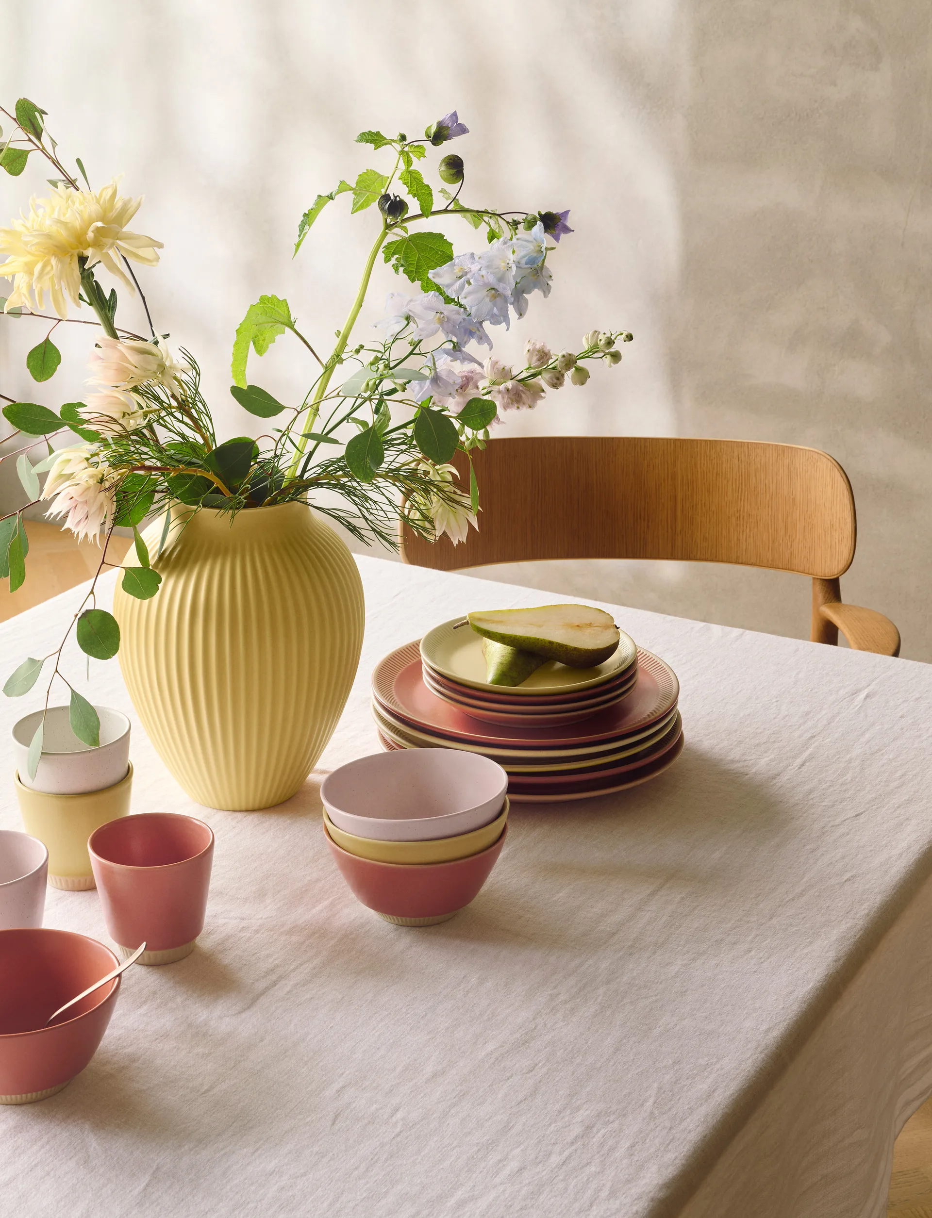 Wazon ryflowany Knabstrup 27 cm, Yellow Knabstrup Keramik