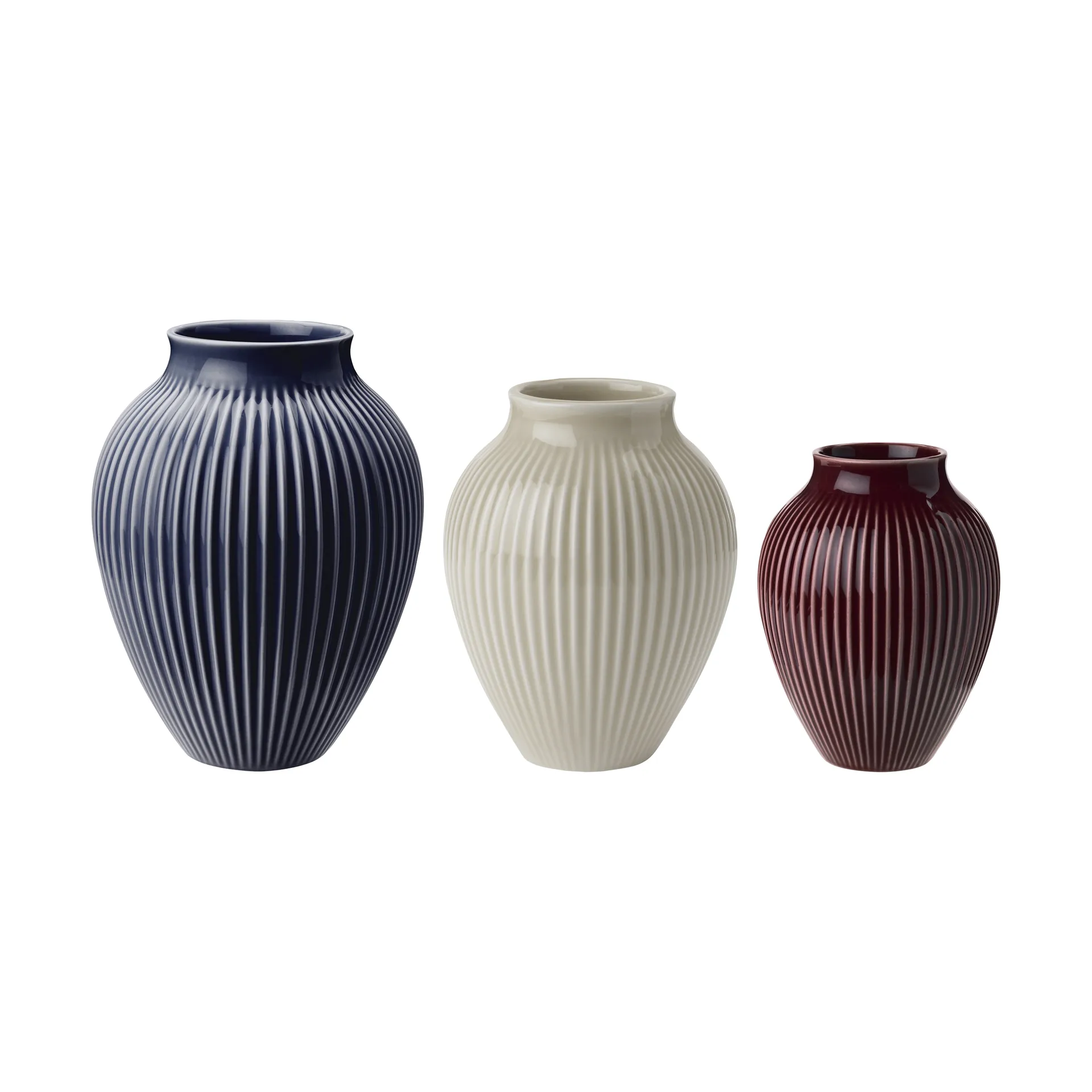 Wazon ryflowany Knabstrup 3-pk, Berry-sand-dark blue Knabstrup Keramik