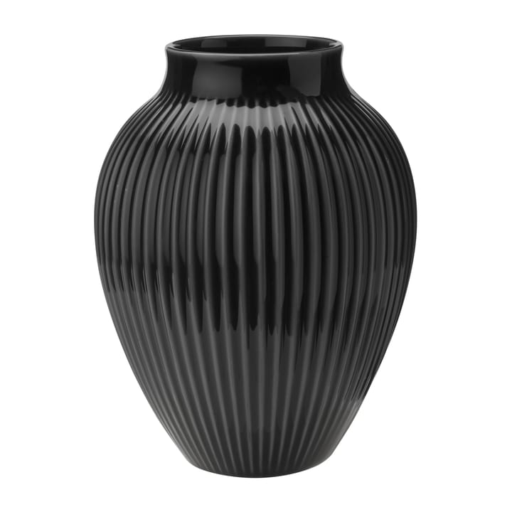 Wazon żebrowany Knabstrup 20 cm - Czarny - Knabstrup Keramik