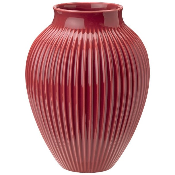 Wazon żebrowany Knabstrup 27 cm - Bordeaux - Knabstrup Keramik
