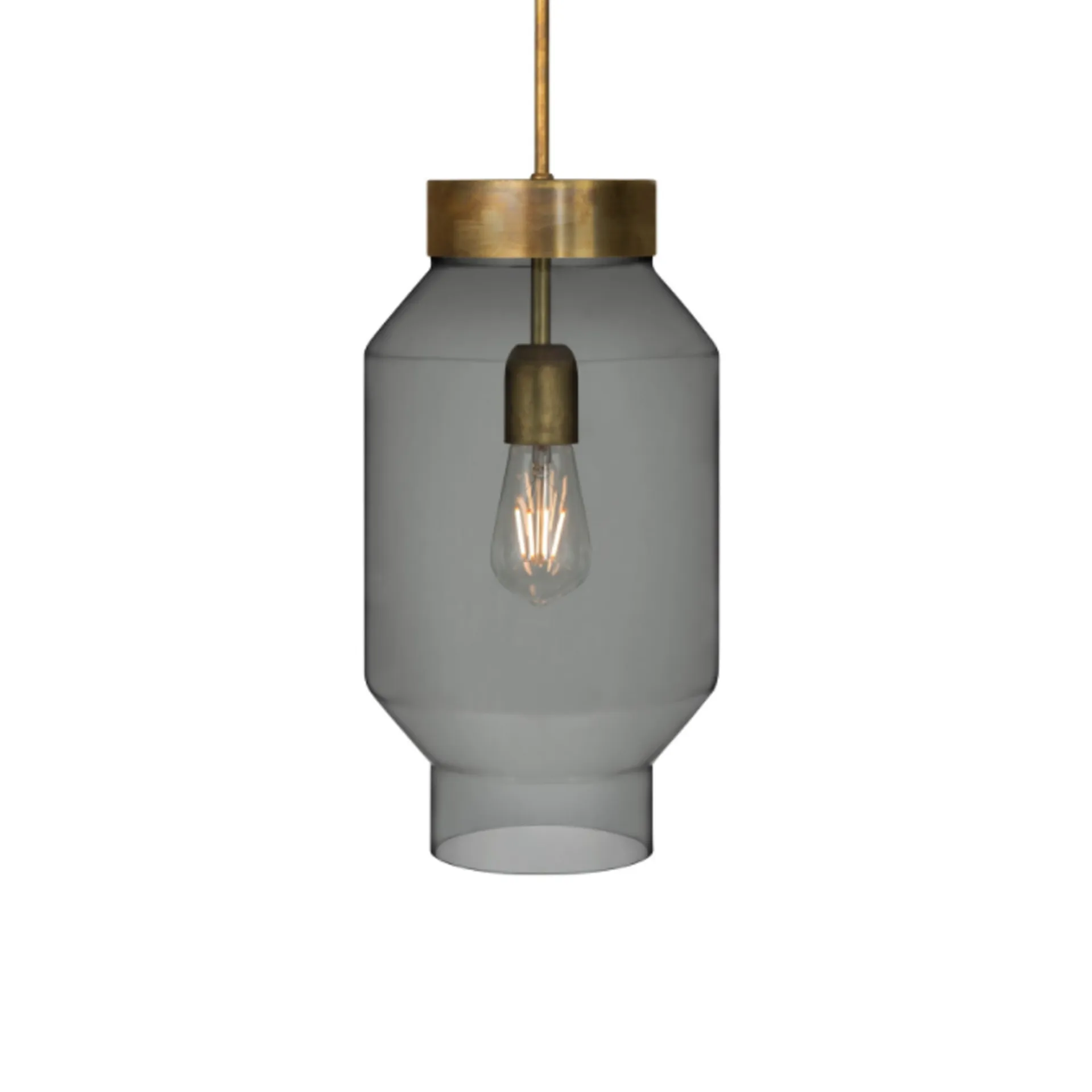 Lampa wisząca Fenomen, Szklane odcienie dymu- mosiądz-duży Konsthantverk